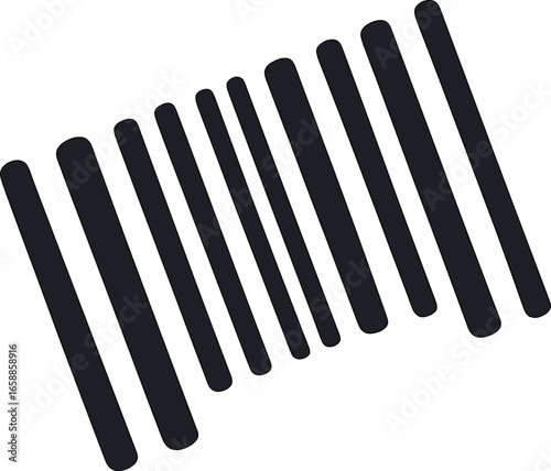 A barcode icon, consisting of evenly spaced vertical lines, signifying product identification and pricing. The barcode is centered and angled slightly
