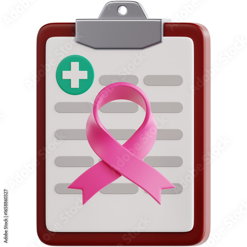 Medical Clipboard with Pink Ribbon Symbol