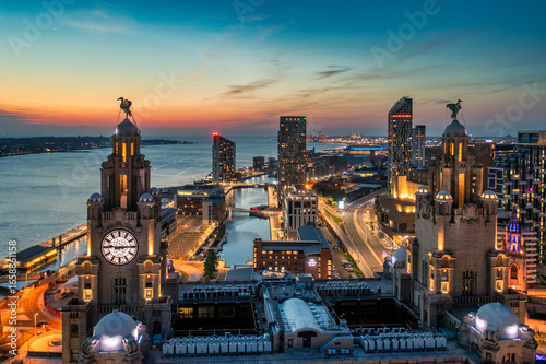 seen from above Liverpool waterfront 