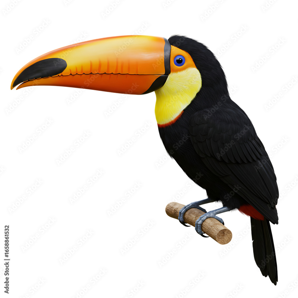 Obraz premium Toucan Bird With Large Beak On Isolated Transparent Background
