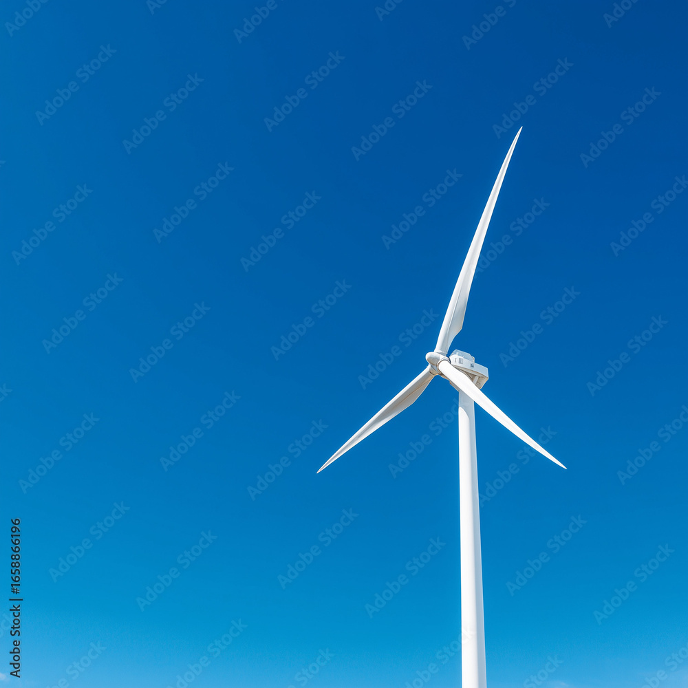 Fototapeta premium Wind turbine on blue sky background