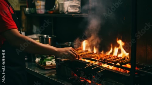 Delicious Satay Cooking Process: A Culinary Masterpiece Over Open Flames