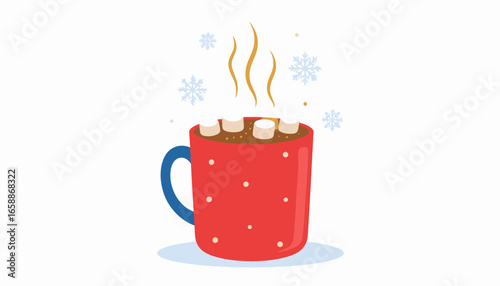Warm up winter with hot chocolate and marshmallows, cozy holiday season treat, festive and inviting