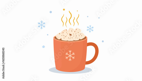 Cozy up with hot cocoa in a cute mug for a warm winter treat, perfect for holiday cheer
