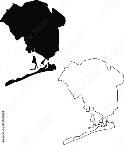 Map of Queens County New York USA Flat and Outline Design