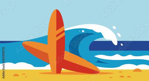 Catch the perfect wave with vibrant surfboard art, evoking summer vibes and coastal adventure