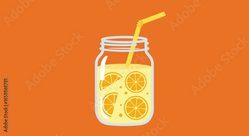Refreshing citrus lemonade in a mason jar with a straw, perfect for summer refreshment and healthy drinks.