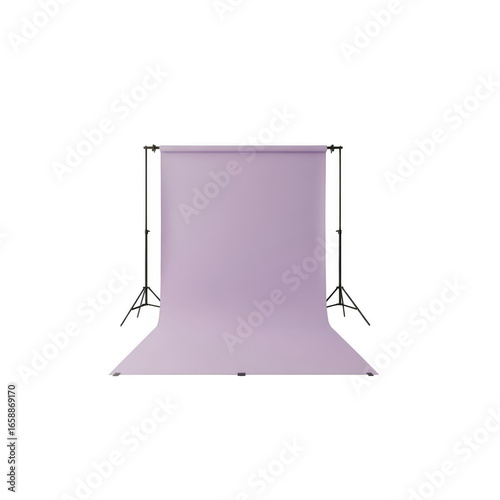 Portable photography studio backdrop support system stand kit with adjustable height width, isolated on transparent background