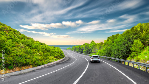 Photography car driving on the road of europe