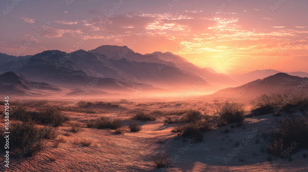 Fototapeta premium Desert sunrise panorama