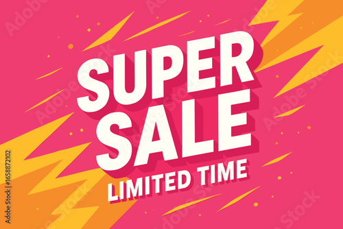 A promotional graphic composed of striking white text on a vibrant pink and yellow background. The design incorporates dynamic elements like angular