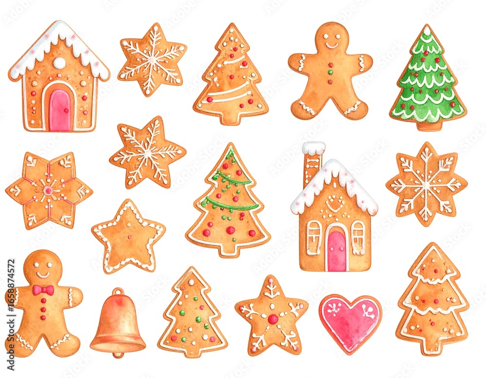 Naklejka premium Christmas cookies, colorful and festive