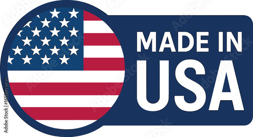 An icon displaying the American flag's circular representation next to 'MADE IN USA' text. The flag is detailed with stars and stripes, creating a