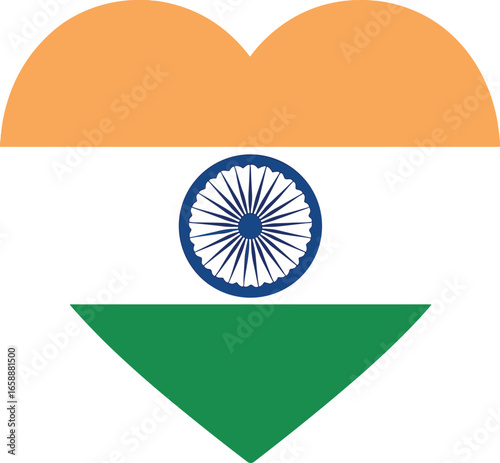 A stylized heart-shaped national flag showcasing the tricolor bands. The orange, white, and green stripes are arranged in a way that emphasizes love