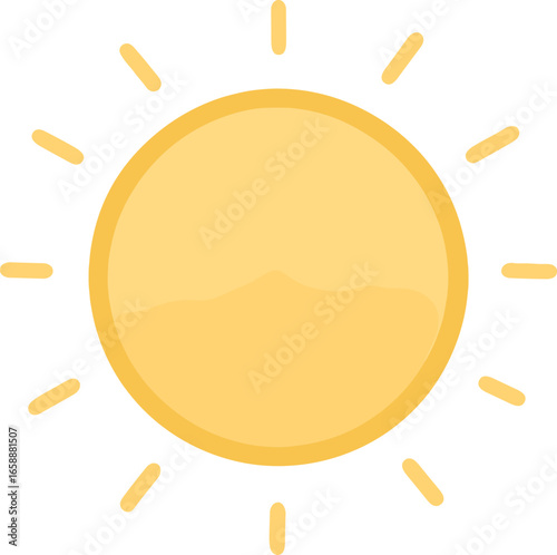 A sun with a bright yellow outline radiates warmth, surrounded by tiny, cheerful sunbeams. The sun's circular shape is a focal point, exuding energy