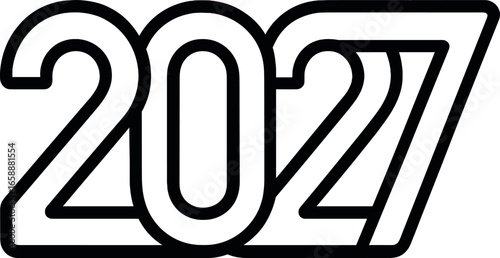 Bold, interconnected numbers '2027' are crafted with an unbroken line, merging creativity with simplicity. The layout is balanced, showcasing the