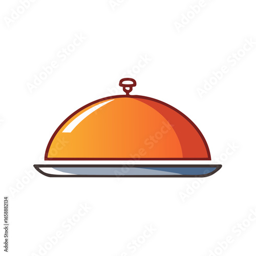 Elegant Restaurant Food Cloche Illustration Service Concept Dinner Service Presentation Dish Dome Catering