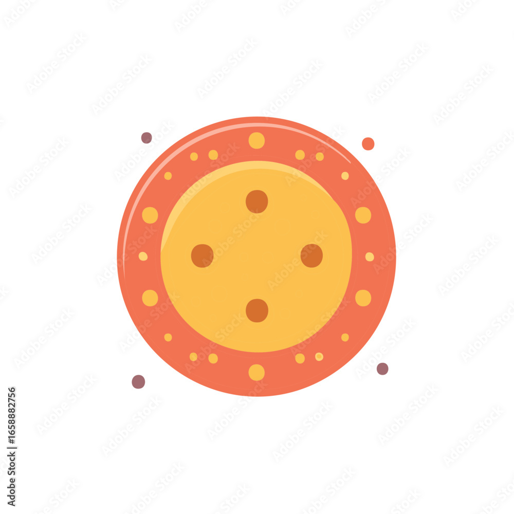 Fototapeta premium Stylized Cartoon Vector Graphic of an Orange Donut with Yellow Icing and Chocolate Sprinkles