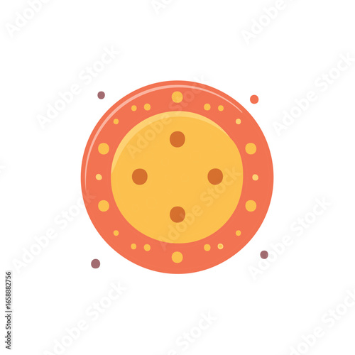 Stylized Cartoon Vector Graphic of an Orange Donut with Yellow Icing and Chocolate Sprinkles