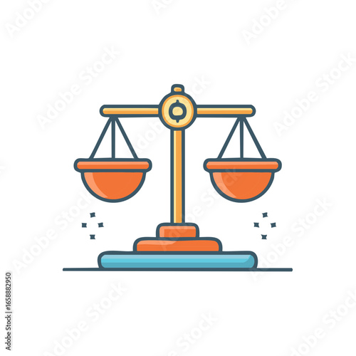 Colorful scales of justice balance icon vector illustration depicts fairness and equilibrium, law and legal system, equality and right