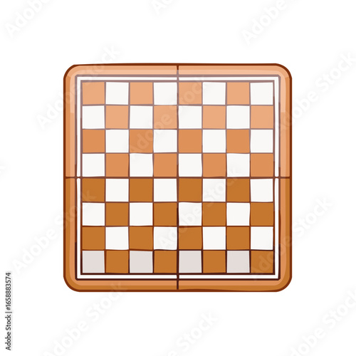 Cartoon Style Chessboard Illustration with Brown and White Squares for Games and Strategy