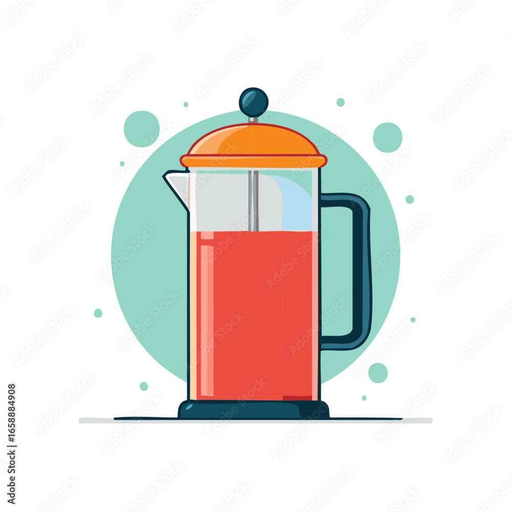 Obraz premium French press with coffee illustration beverage brewing caffeine container