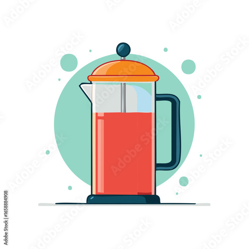 French press with coffee illustration beverage brewing caffeine container