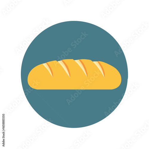 Illustration of a Loaf of Bread on a Circular Background Food Illustration Bakery Product Baked Goods