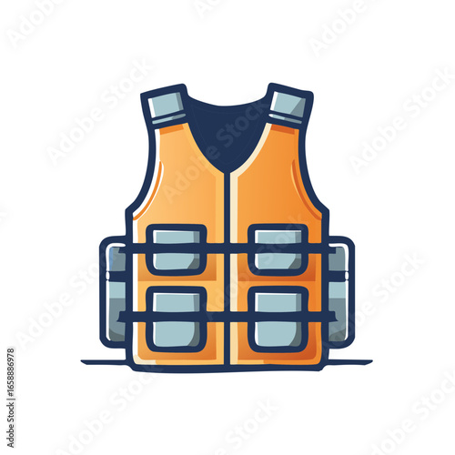Safety Gear Icon Bright Orange Vest for Construction and Outdoor Watersports