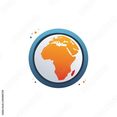 World Africa continent vector illustration in circle shape for environment and geographical related topics
