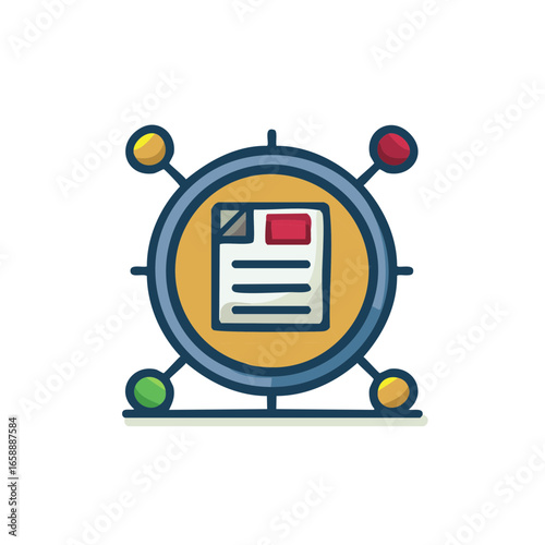 Connected Document Data Sharing Vector Icon Illustration Concept