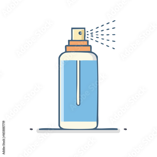 Spray bottle spritzer isolated illustration, sanitation, disinfection and air freshener