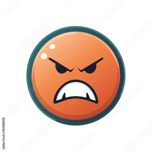 Cartoon Angry Emoji Face with Frowning Expression and Aggressive Stance