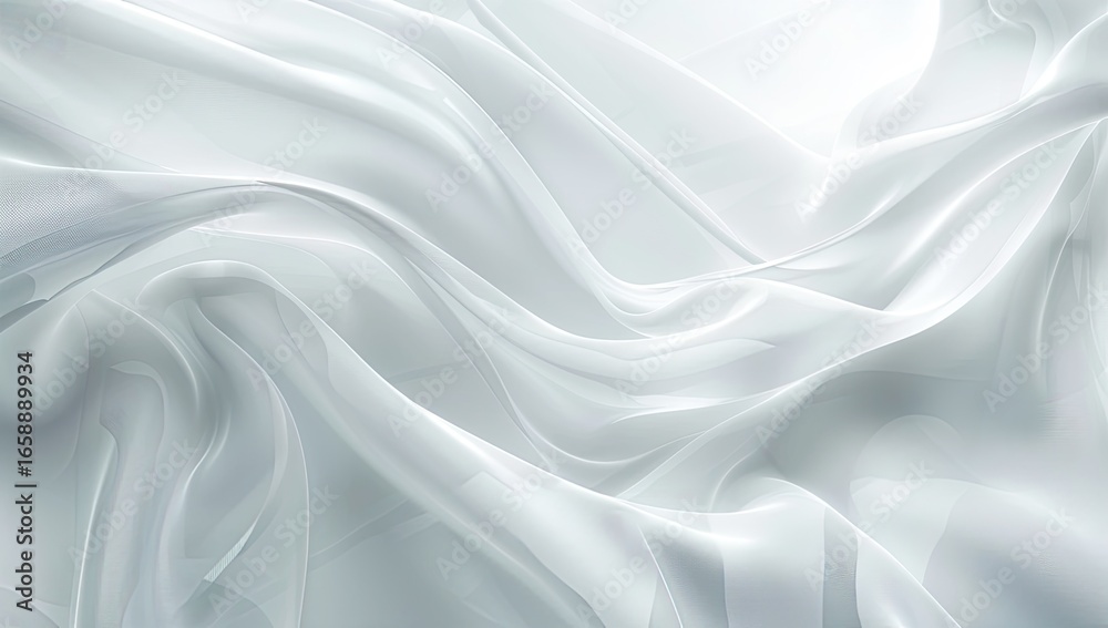 Obraz premium Draped white fabric, soft light, studio background, elegant texture, design resource