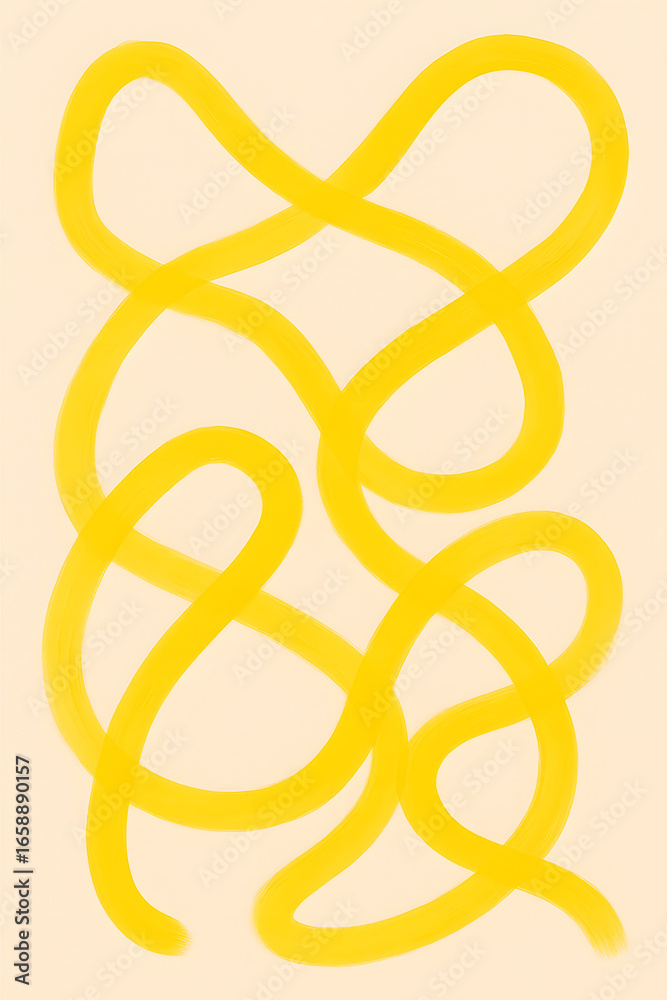 Obraz premium yellow chaotic lines on beige background. Vertical photo 9:16