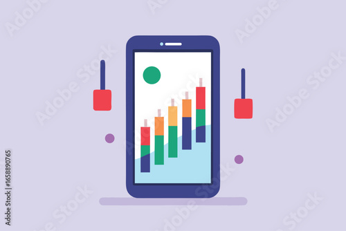 Smartphone displaying a graph of financial data
