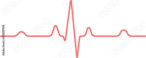 A heartbeat line (EKG) forming a continuous wave across the image, with the central peak emphasized. The layout suggests movement and life, while the