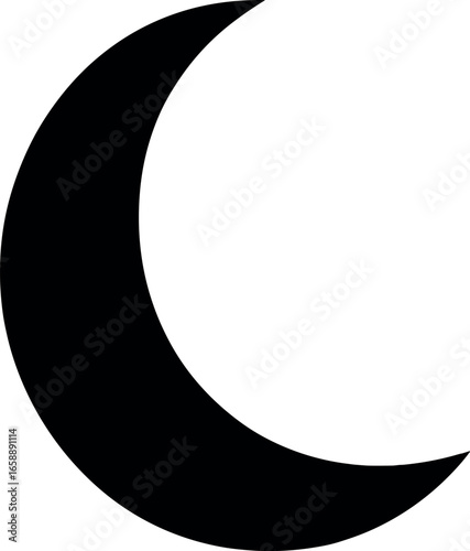 A minimalist moon icon with a smooth crescent shape, positioned slightly to the left. The moon's curve is elegantly defined, evoking a sense of calm