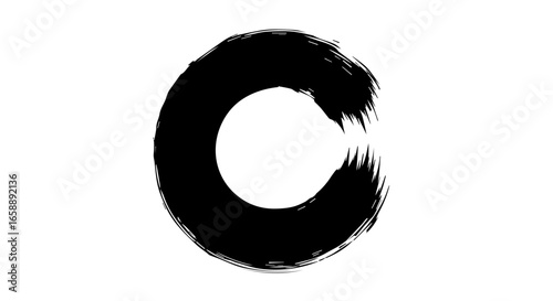 Handdrawn black Enso circle with a textured calligraphic brush stroke.