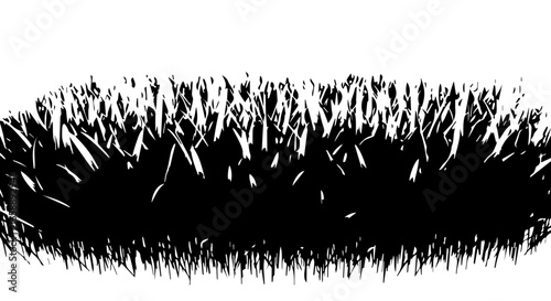Stylized black grass silhouette with highcontrast jagged blades Abstract monochrome vector illustration of a wild lawn patch.