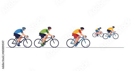 Dynamic cyclists compete fiercely in professional road race, showcasing speed and endurance