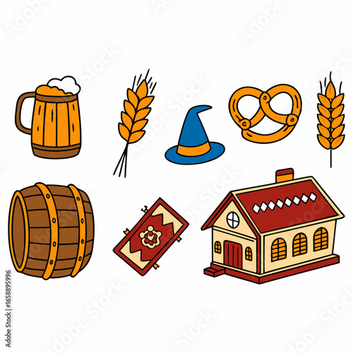Retro Oktoberfest Vector Illustrations Colorful Festival Graphics Bundle.eps