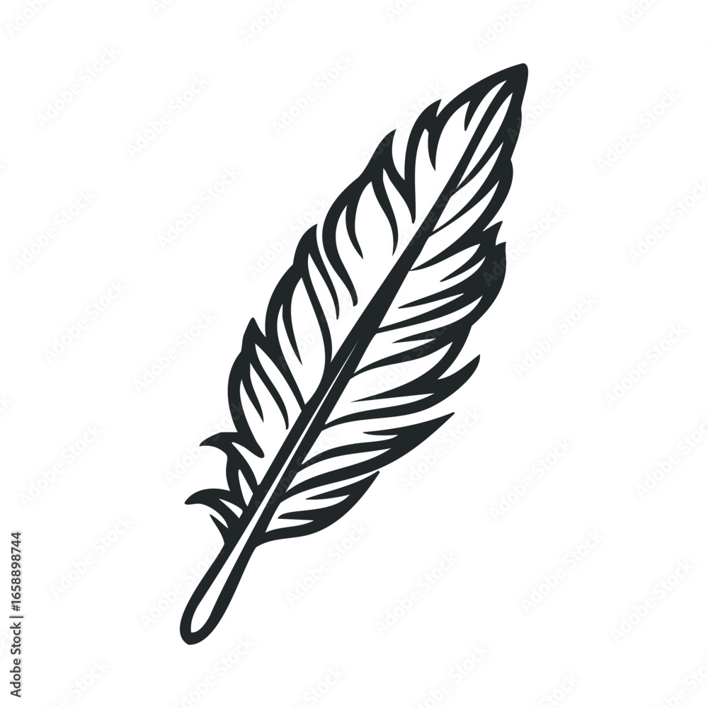 Fototapeta premium Elegant black feather design for artistic projects and crafts. Vector illustration