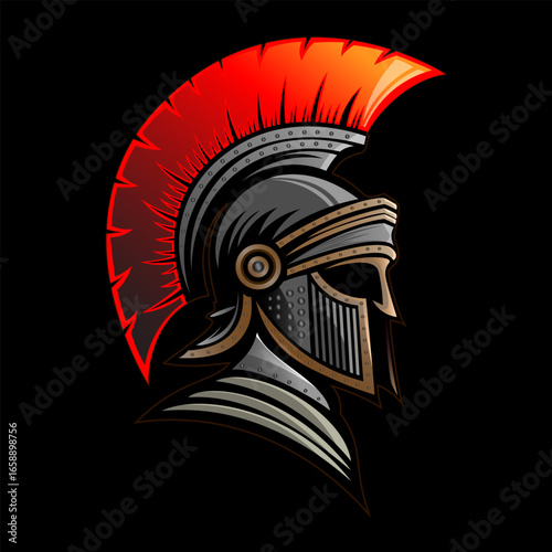 The Roman Centurion Helmet with a Blazing Red Mane
