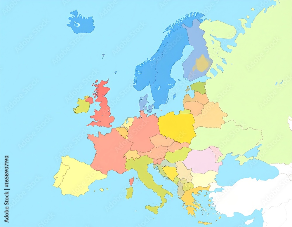 Obraz premium European countries colored map