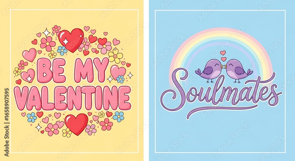 Fototapeta premium Valentine's Day and Love Cards with Sweet Graphics Design