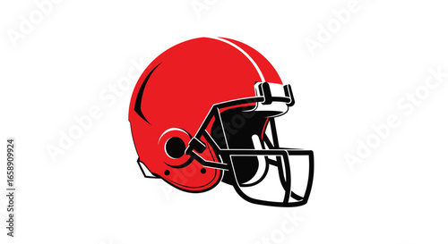 A vibrant red football helmet, isolated on a clean white background, ready for play.