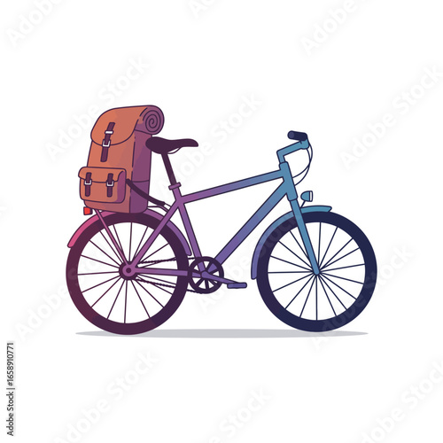 bicycle touring with backpack cycling with a backpack secured to the rear rack ideal for travel adventure and active lifestyle illustrations perfect for travel blogs