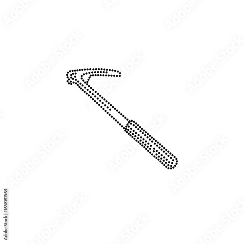 Dotted outline icon of a claw hammer on a transparent background, showcasing a versatile tool for construction, renovation, and DIY projects, concept of home improvement or hardware store