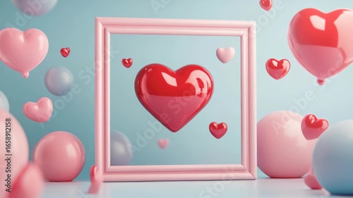 A cheerful  with hearts, balloons, and candies that represent love and appreciation.